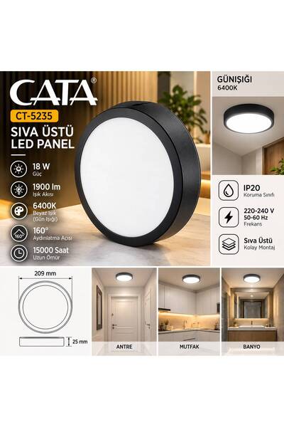 Cata CT-5235 SIVA ÜSTÜ LED PANEL 18W GÜNIŞIĞI