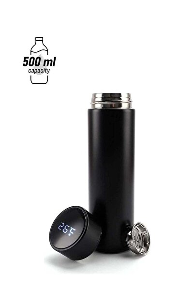 Generic Stainless Steel Vacuum Water Bottle with Smart LCD Touch Screen Black