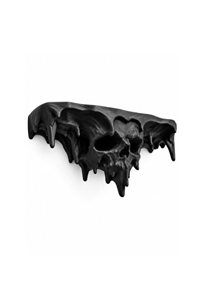 OEM Raft decorativ cu craniu topit, gotic, craniu topit, Negru, 17.7x7.2x8.9cm