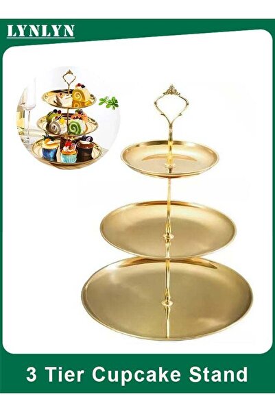 Generic 3 Tier Cupcake Stand, Gold Stainless Steel Dessert Display Tower with...