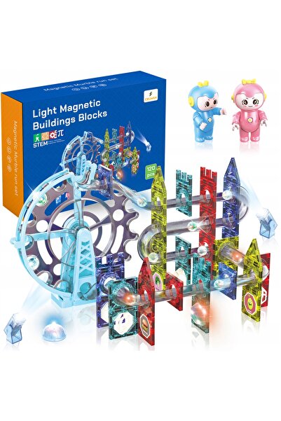 Celman Set de construcție cu blocuri magnetice luminoase, pistă magnetică 3D,...