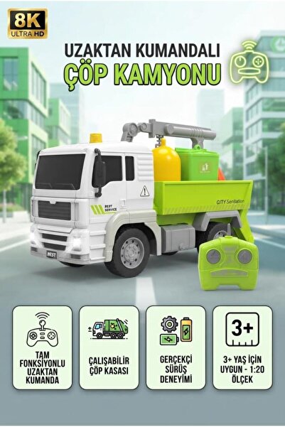 Tıfıl Toys 1:20 Ölçekli Kumandalı 360 Derece Döner Vinçli ve Magnetli Çift Bö...