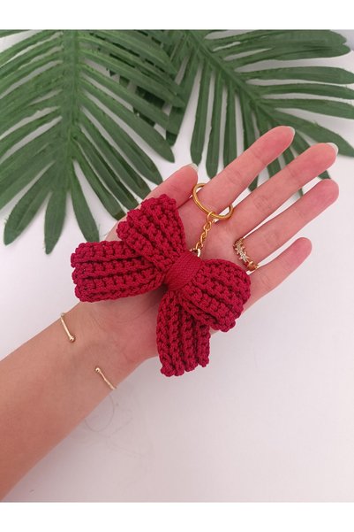 VERONICA ART Knitted Bow Keychain, Bag Charm, Bag Accessory Ornament
