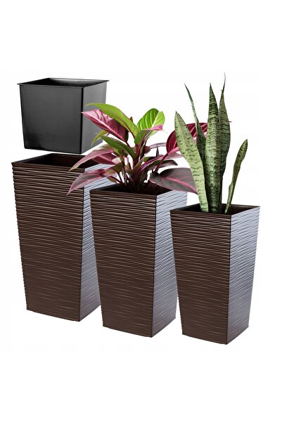 KADAX Ghiveci din plastic bej 34 cm x 34 cm x 68 cm