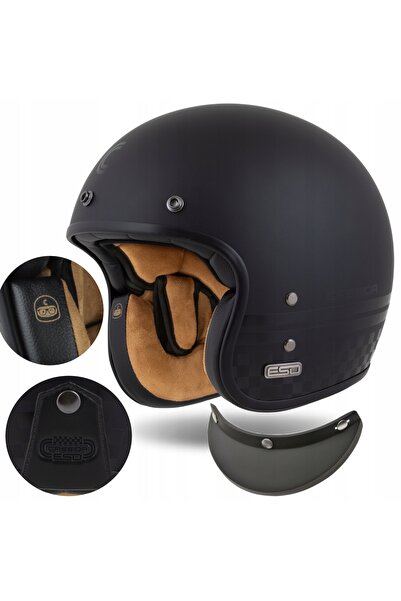 Cassida Casca moto ESO-mat fibră de sticlă neo retro cu interfon M