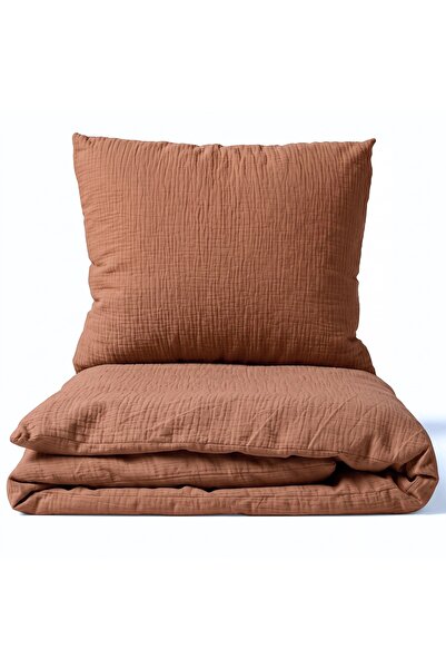 J W SAX Lenjerie de pat din muselină Cinnamon 135x200 100% Bumbac Premium Col...