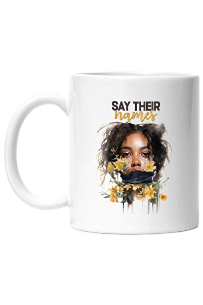 INOVATIX Personalized white mug, a black girl tied to the mouth Say their nam...