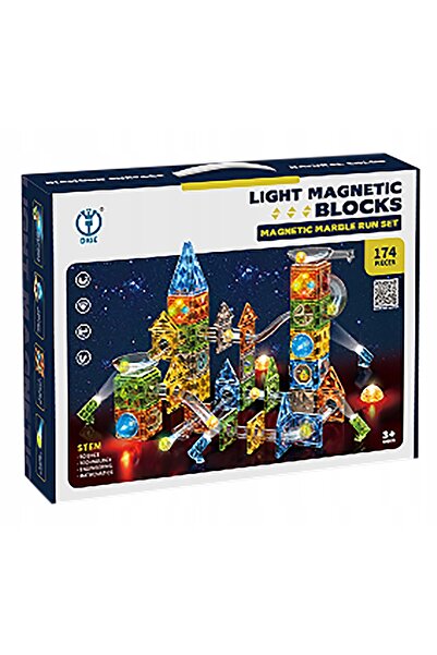 ChRLD Blocuri de construcție magnetice luminoase, pistă cu bile, set mare cu ...