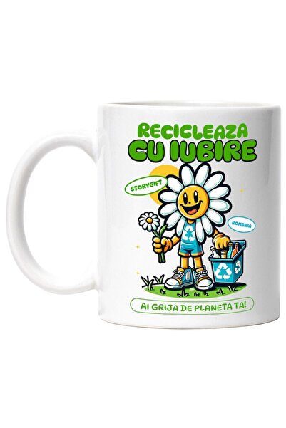 INOVATIX Cana alba personalizata,Floare Margareta Reciclare sticle Goale Reci...