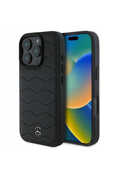 Mercedes-Benz Lifestyle Husă Mercedes MB Waves Leather pentru iPhone 16 Pro, ...