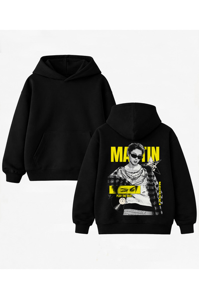 K-Pop Cortis, Martin Sırt Baskılı Siyah Unisex Kapşonlu Sweatshirt Hoodie