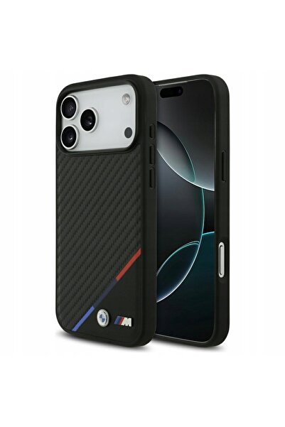 BMW Husă M Carbon Tricolor Line MagSafe pentru iPhone 17 Pro Max negru