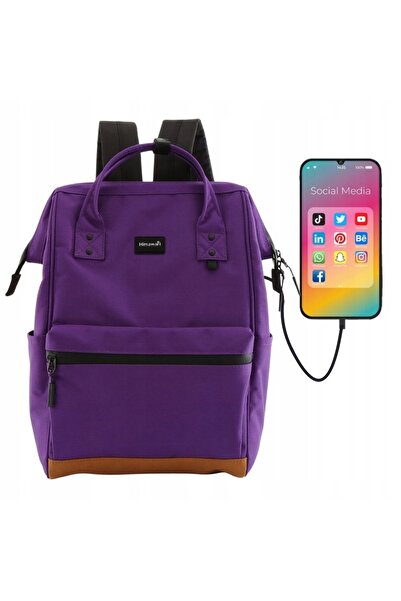 Himawari Rucsac școlar și urban pentru femei tinere, cu port USB, de mare cap...