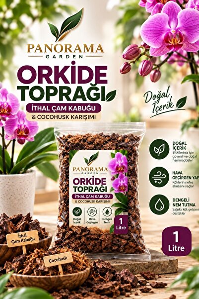 1 Litre Orkide Toprağı Bitki Toprağı İthal Çam Kabuğu Cocohusk Karışımı Orkide Saksı Toprağı