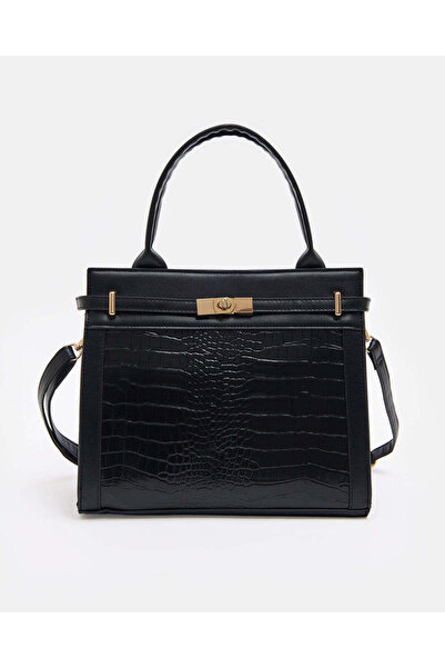 REDTAG Girls Black Textured Day Bag