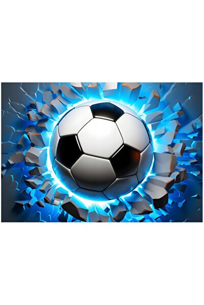 Wallarena FOTOTAPETĂ 3D CU FOTBAL PENTRU BĂIEȚI ȘI TINEREȚE, TAPET PENTRU COP...