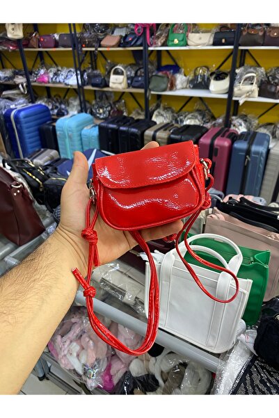 Ayarlanabilir Düğüm Detay Askılı Kadın Çapraz Çanta Juno Kırmızı Rugan