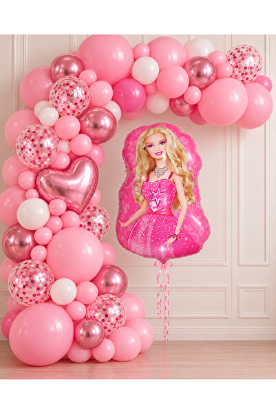 ALYA PARTİ Barbie Doğum Günü Balon Seti 35 Parça | Barbie Folyo Balon Kalp Fo...