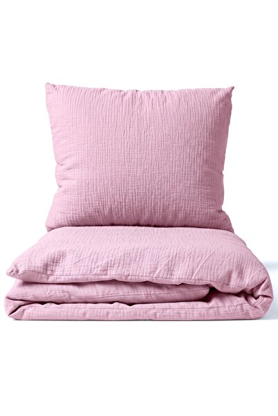 J W SAX Lenjerie de pat din muselină Roz 160x200 100% Bumbac Premium Colecția...