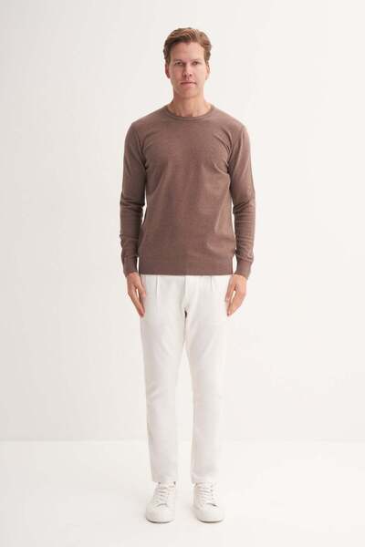 Cazador Men's Caz 33155 Soft Touch Basic Sweater Brown