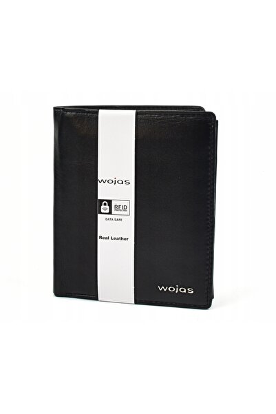 Wojas Portofel bărbătesc din piele naturală, negru, la modă, cu protecție RFID.