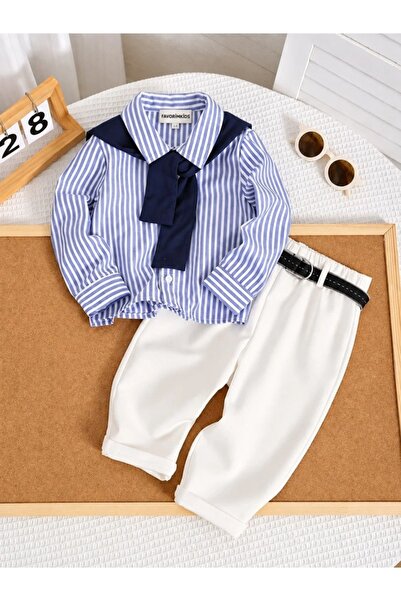 favorimkids Riviera Çizgili Gömlek & Pantolon 2’li Takım