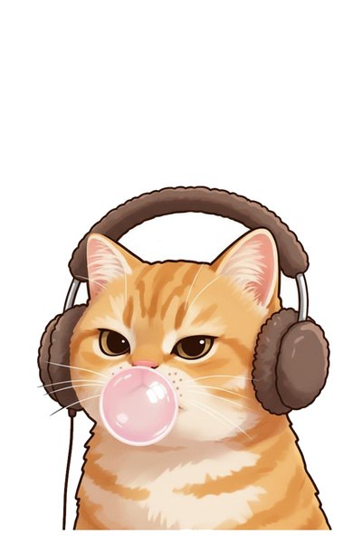 MegaSticker ملصق قطة تسمع الموسيقى للسيارة والدراجة النارية والخوذة والكمبيوت...
