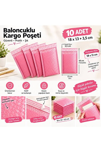 anka design Balonlu Zarf Balonlu Kargo Poşeti Kendinden Yapışkanlı Pembe Zarf...