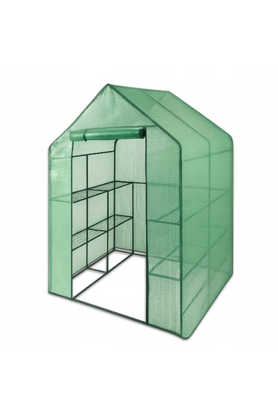 maan Mini seră DOMEK 143 x 143 x 195 cm verde 8 rafturi