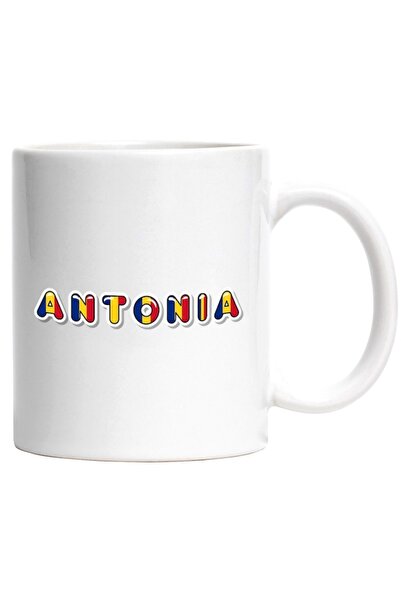 INOVATIX Cana alba personalizata,Numele Antonia,Romania,Suporter,Steagul Roma...