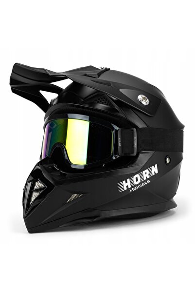 HORN CASCA DE MOTOCICLETĂ JUNIOR CROSS QUAD + OCHELARI DE PROTECȚIE mărimea Y...