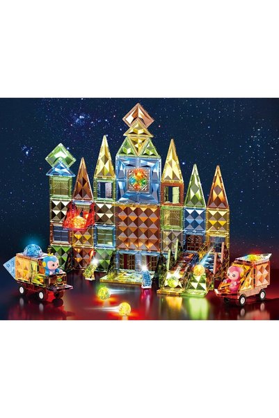 ChRLD Blocuri magnetice luminoase Vehicule de construcții Set creativ 147 EL.