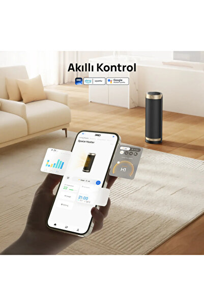 DREO Solaris Slim H3S Akıllı Seramik Isıtıcı 2000W – 70° Salınım, Wi-Fi & Sesli Kontrol, ECO Mod, 12 Saat Zamanlayıcı, Sessiz Çalışma