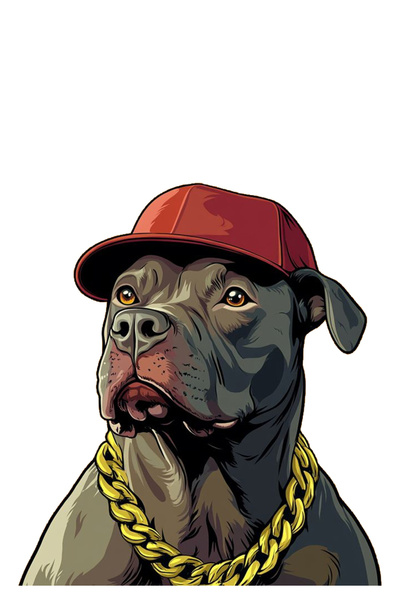 MegaSticker Black Pitbull Sticker with Red Hat Car, Motorcycle, Helmet, Lapto...