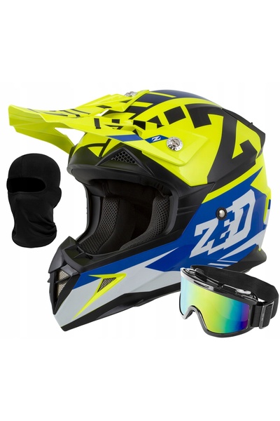 zed Casca moto cross X1.9 fluo/albastru XL ECE 22.06 + ochelari sub interfon