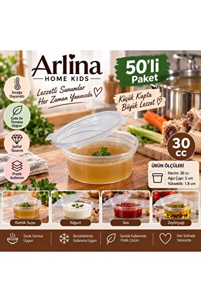 Arlina Home Kids 30 cc Kendinden Kapaklı Sıcağa Dayanıklı Sos & Saklama Kabı ...