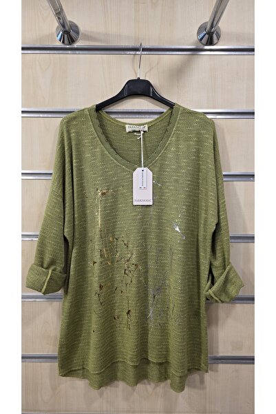 Park Moda Italian Long Sleeve Blouse with Gilded Printed Pattern