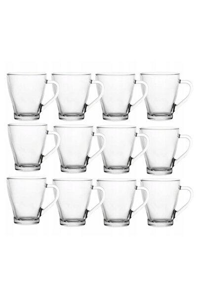 DOMEX DECOR Set de 12 pahare de sticlă cu mâner, 250 ml, pentru cafea și ceai