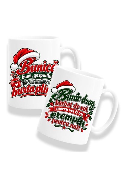 OEM Set de 2 căni pentru bunici cu mesaj: „Dragă bunic, un bărbat de calitate...