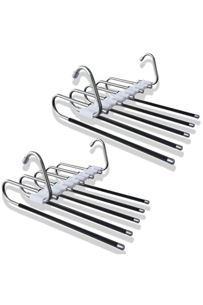Generic Brand Set de 2 umerașe pentru pantaloni, umerașe 5-în-1 economizoare ...