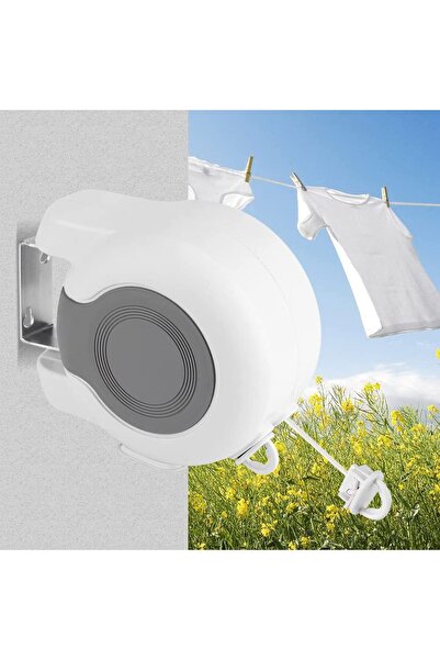 Generic Brand Uscător de rufe dublu retractabil, de 13m, montat pe perete, pe...