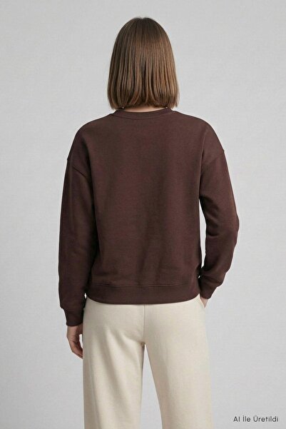 Rays Bisiklet Yakalı Basic Oversize Sweatshirt 954 Kahve