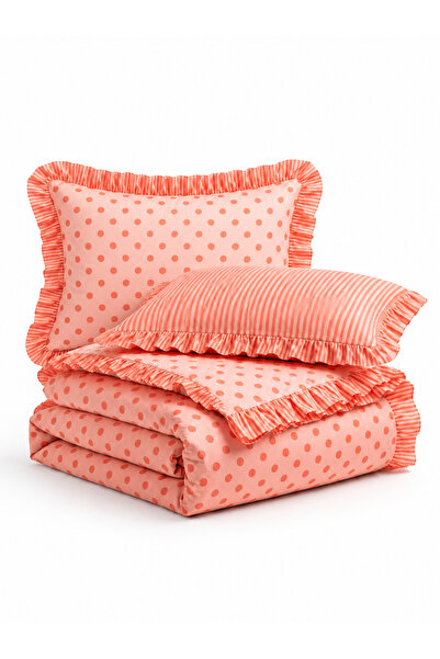Tabu Home Puantiye Fırfırlı Tek Set Pembe