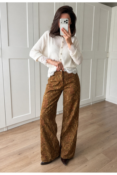 My Blog Ethnic Patterned Straight Cut Trousers - 1242