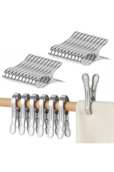 Generic Brand 20 bucăți clești de rufe din oțel inoxidabil, 9 cm, rezistenți,...