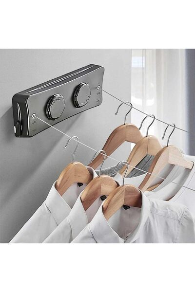 Generic Brand Sârmă de rufe retractabilă de exterior de 5.1 metri, Sârmă de r...