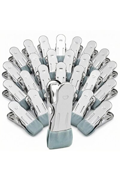 Generic Brand 30 bucăți clești de rufe din oțel inoxidabil, antiderapanți, re...