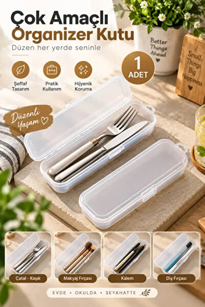 AYGÖREN HOME Çok Amaçlı Şeffaf Organizer Kutu 23x5,5 cm Diş Fırçası Makyaj Fı...