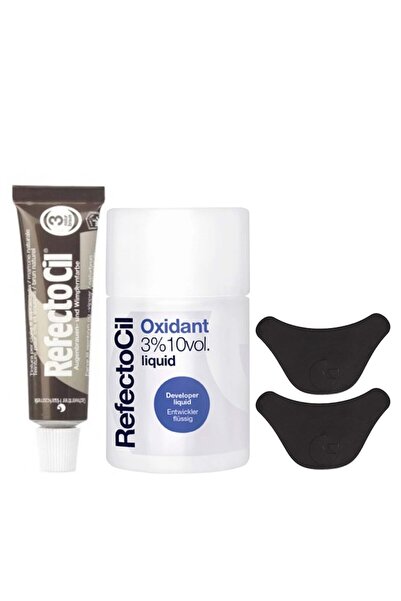 Refectocil Set: Liquid Oxidant 100 ml + Brown Tint 15 ml + Silicone Pads