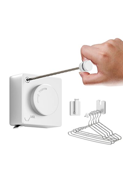 Generic Brand Uscător de rufe retractabil de 5.1M, din oțel inoxidabil, monta...